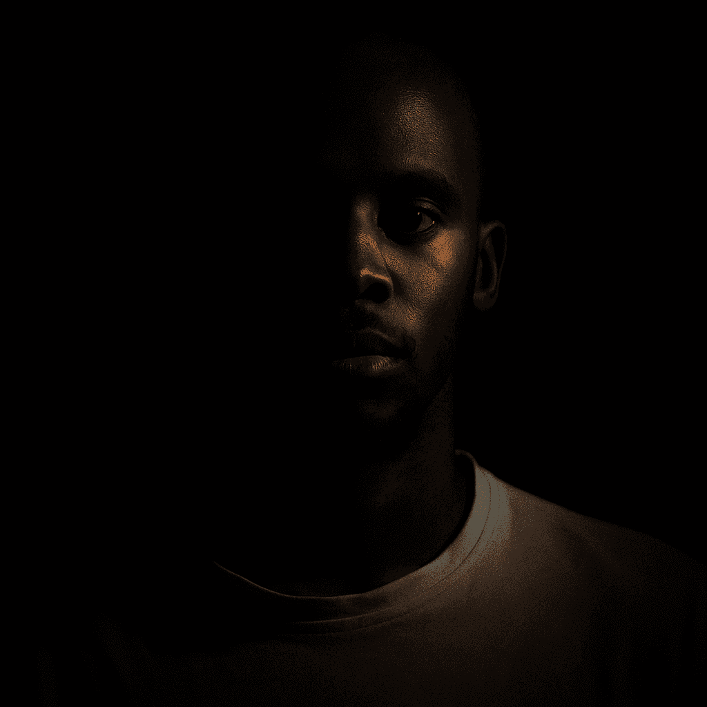 Stylized translucent portrait of Amani Mavu — Software Developer specializing in front-end development